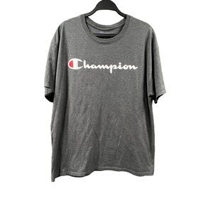 Champion Authentic Athleticwear T-Shirt Men XL Gray Logo Spellout &‎ Sleeve Top